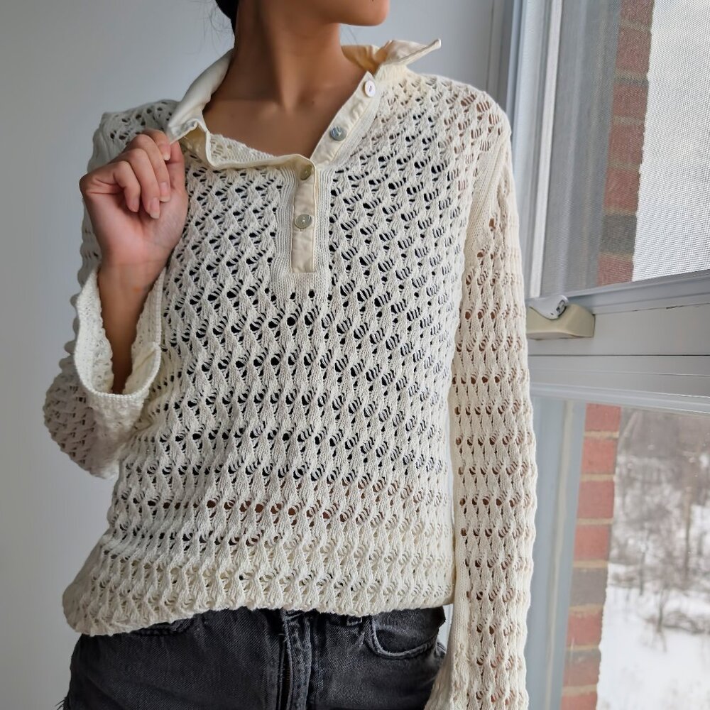 White Knot Polo Sweater